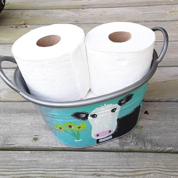 Cow Folk Art Galvanized Tub Home Decor Kid Decor - Picture 5 of 8